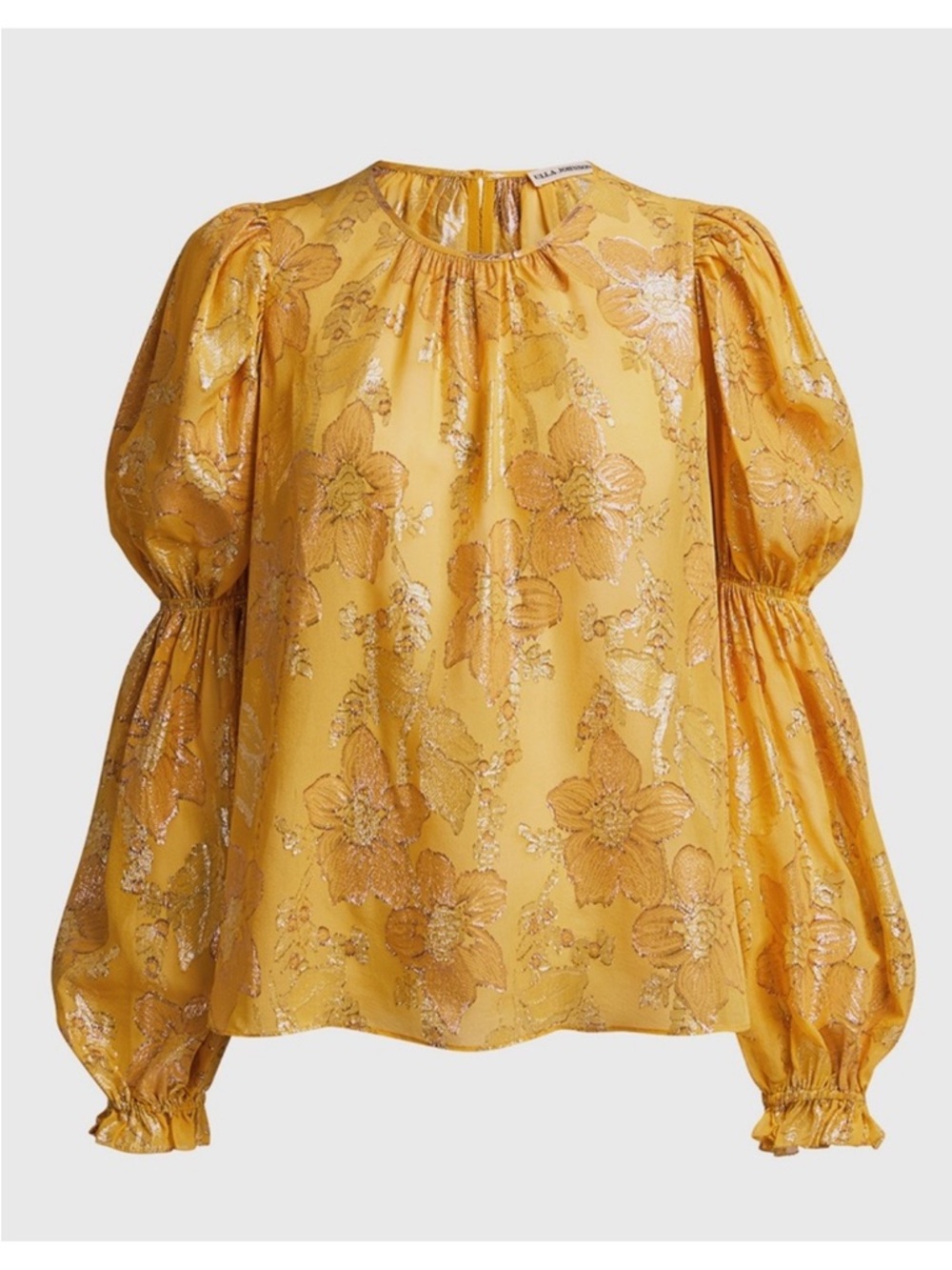 ULLA JOHNSON Aster Silk Jacquard Metallic Floral Sheer Blouse \\ 0
